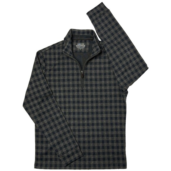 NWOT Vineyard Vines OTG Bluffs Quarter Zip Pullover Gray Black Plaid Men Size S - Picture 1 of 6